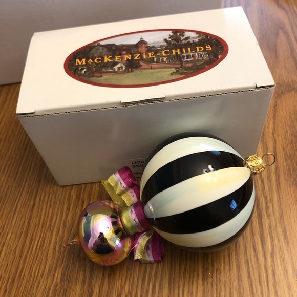MacKenzie-Childs Glass Ornament “Licorice Stick” Hand-painted Boxed Retired - Picture 2 of 3